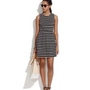 Madewell Womens Afternoon Striped Dress Small Black White Pockets Fit & Flare